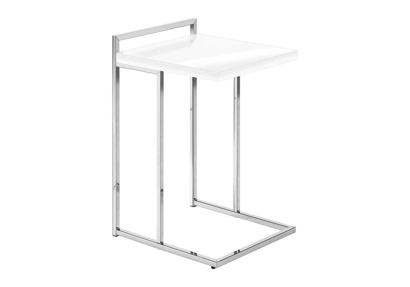 Wood And Metal End Table - White / Silver