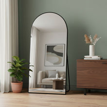 Load image into Gallery viewer, 71" Arch Freestanding Framed Full Length Mirror - Black
