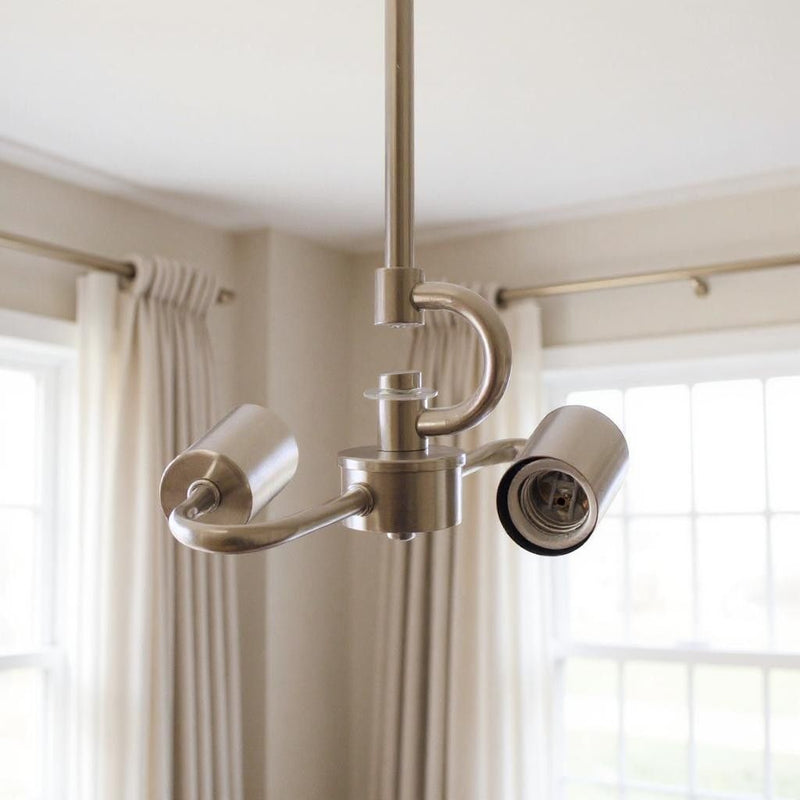 Bulb Two Light Metal Chandelier - Nickel