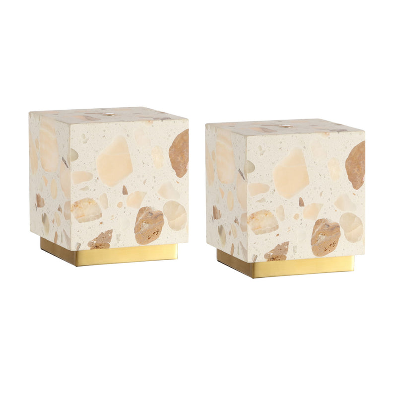 Square USB Table Lamps With Square Shades (Set of 2) - Ivory