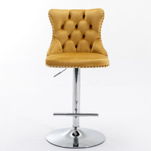 Load image into Gallery viewer, Swivel Barstools Adjusatble Seat Height From 25-33", Modern Upholstered Base Bar Stools With Backs Comfortable Tufted For Home Pub And Kitchen Island (Set of 2)
