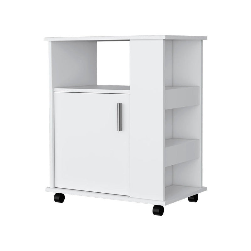 Wood Accent Cabinet With Single Door - White