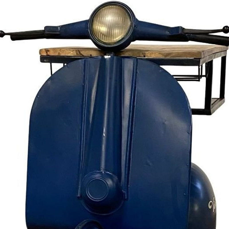 Solid Wood And Iron Kitchen Cart - Blue