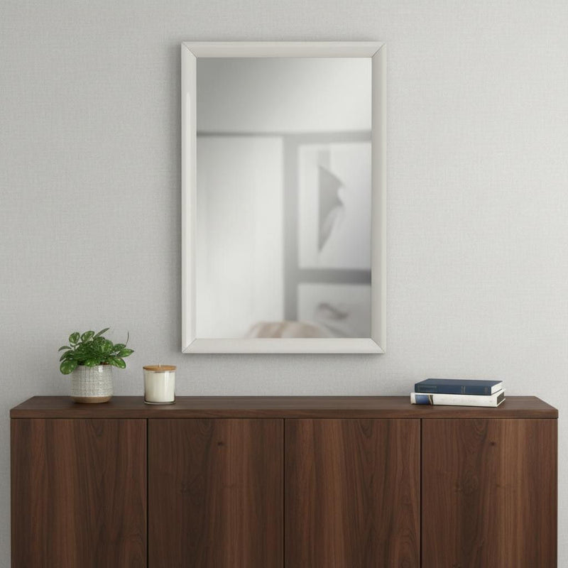 Wood Wall Mounted And Dresser Mount Framed Accent Mirror Accent - Light Gray