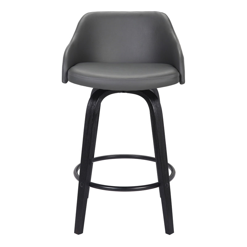 26" Iron Swivel Low Back Counter Height Bar Chair - Gray And Black