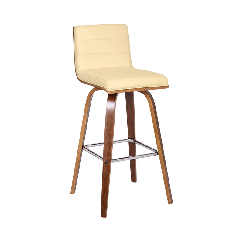 Fabric And Iron Low Back Bar Height Swivel Bar Chair - Cream And Brown