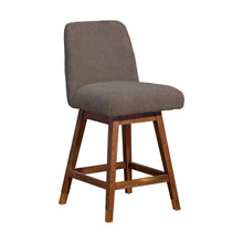 Load image into Gallery viewer, Upholstered And Solid Wood Swivel Counter Height Bar Chair - Taupe And Brown
