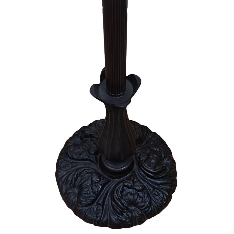 12" x 12" x 62" Traditional Shaped Floor Lamp With White Stained Glass Bowl Shade - Brown