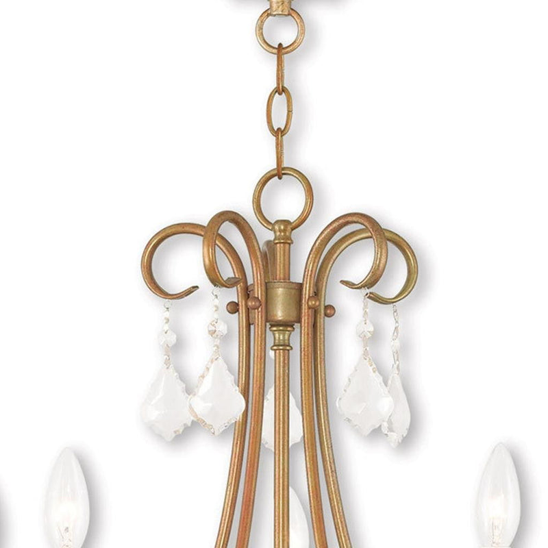 22" Five Light Dimmable Chandelier With Shades - Antiqued Gold