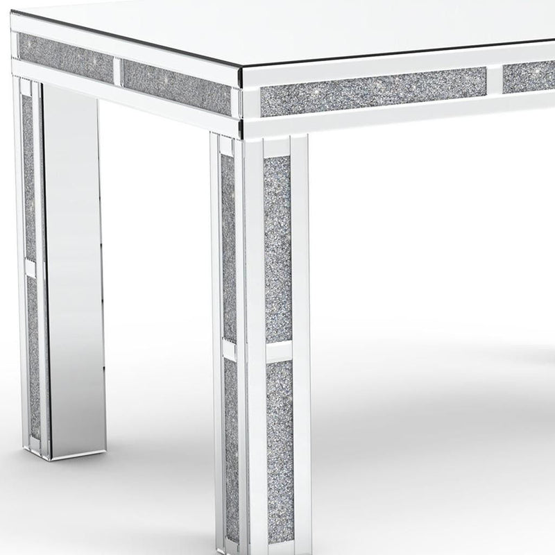 31" Mirrored Glass And Faux Crystal Dining Table - Silver