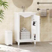 Load image into Gallery viewer, Modern Small Bathroom Vanity Cabinet With Ceramic Basin, Ample Storage, 1 Soft Close Door
