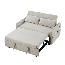 Load image into Gallery viewer, 55.1&quot; Pull Out Sleep Sofa Bed Loveseats Sofa Couch with Adjsutable Backrest, Storage Pockets, 2 Soft Pillows, USB Ports for Living Room, Bedroom, Apartment, Office, Beige (Old SKU WF307821AAA)
