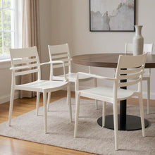 Load image into Gallery viewer, Partially Open Back Dining Arm Chairs Heavy Duty Plastic (Set of 4) - White
