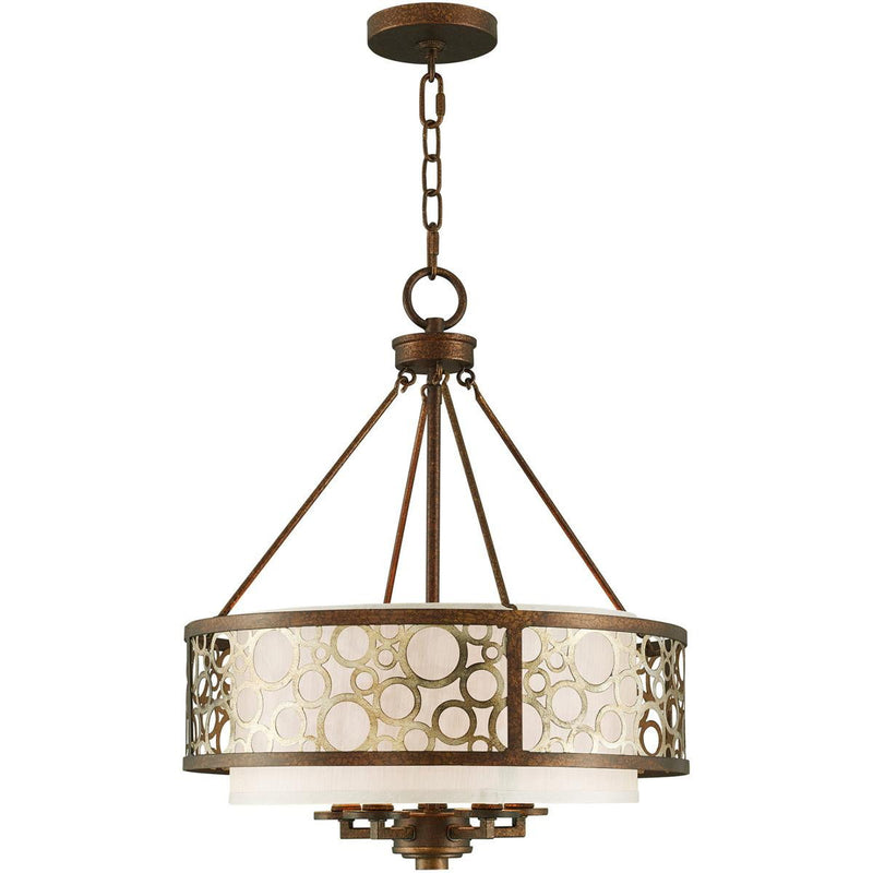 22" Five Light Dimmable Chandelier With Shades - Bronze