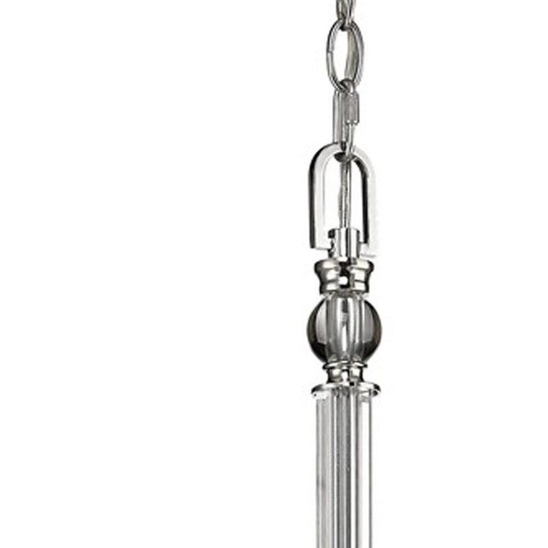 Candle Style Five Light Metal And Crystals Dimmable Chandelier With White Shades - Silver / White