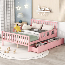 Load image into Gallery viewer, Platform Bed With Guardrails On Both Sides And 2 Storage Drawers
