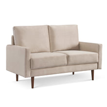 Load image into Gallery viewer, Brown Velvet Loveseat - Beige / Dark
