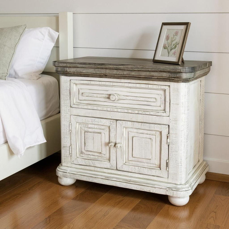 28" x 16.3" x 26.5" One Drawer Nightstand - Ivory