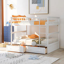 Load image into Gallery viewer, Full over Full Bunk Bed with Drawers, Convertible Beds, White(OLD SKU: SM000241AAK-1)
