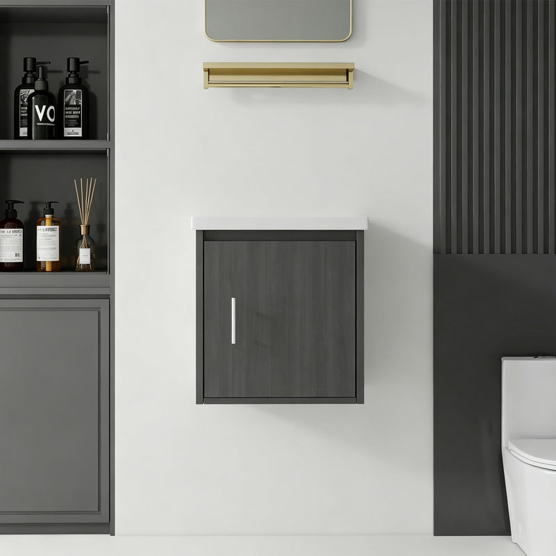 Floating Bathroom Vanity Combo, Wall Mounted Cabinet With Sink & Soft Close Doors For Small Bathrooms