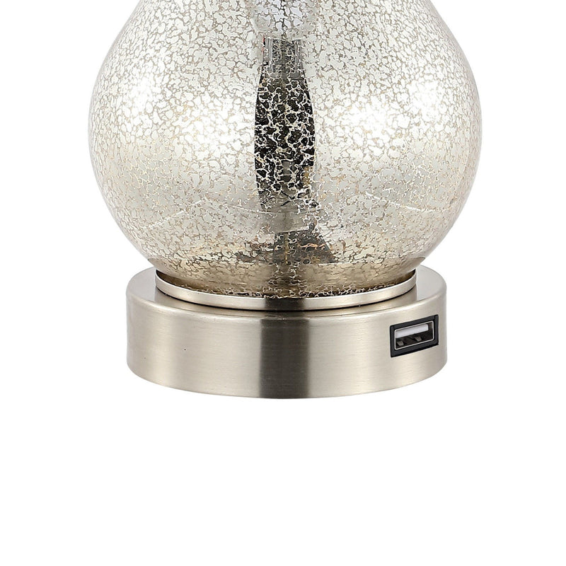 Gourd Table Lamps With Empire Shades (Set of 2) - Silver