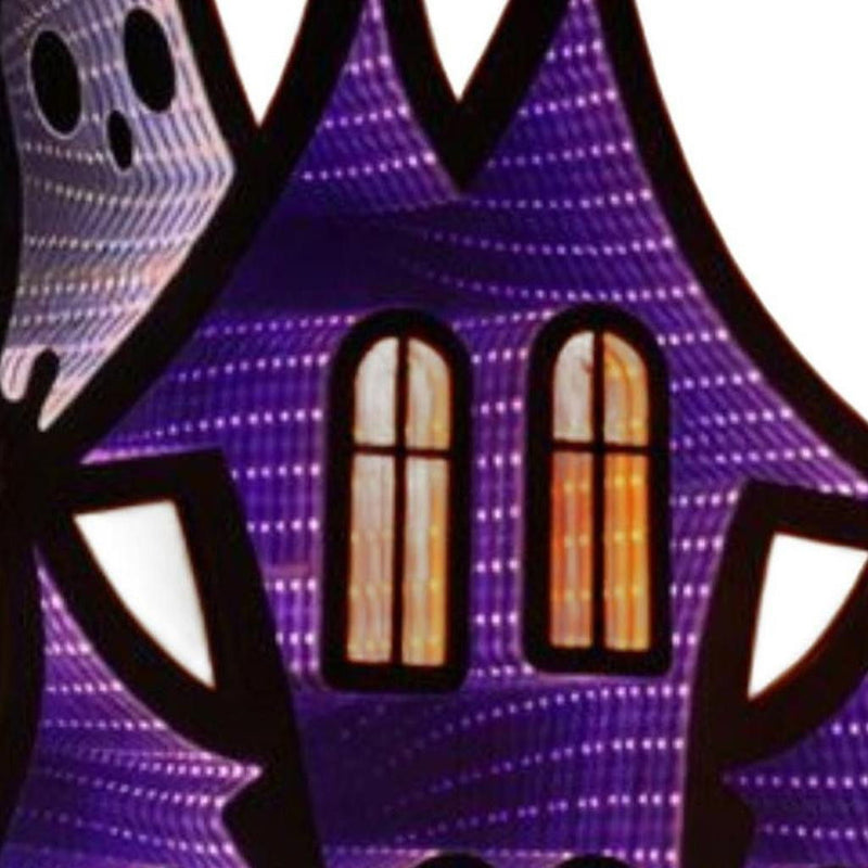 House Halloween Ghost Tabletop Sign With LED (633947) - Black / Orange / Purple