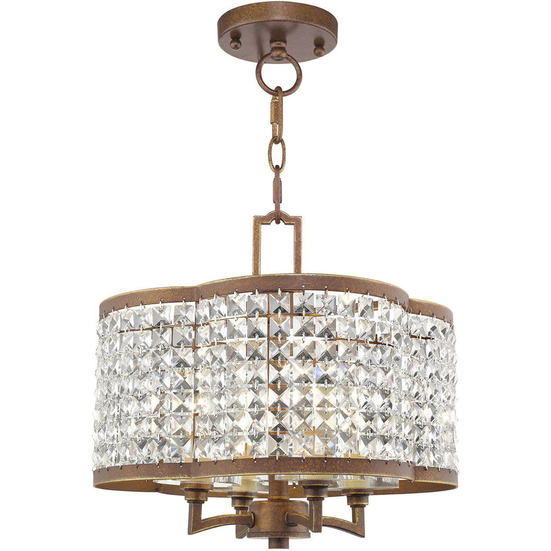 14" Four Light Dimmable Chandelier With Shades - Bronze