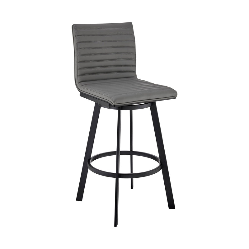 21" x 17" x 39" Faux Leather And Iron Swivel Counter Height Bar Chair - Gray And Black