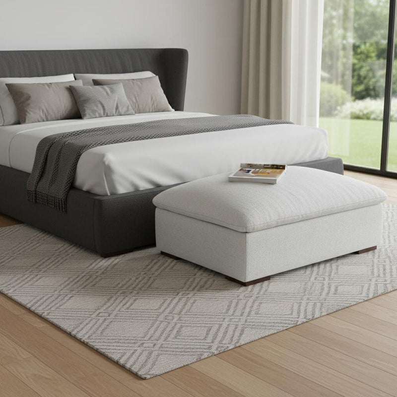 Fabric Ottoman - Gray And Brown