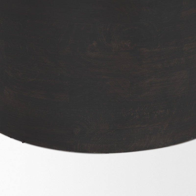 Round Block End Table - Dark Brown
