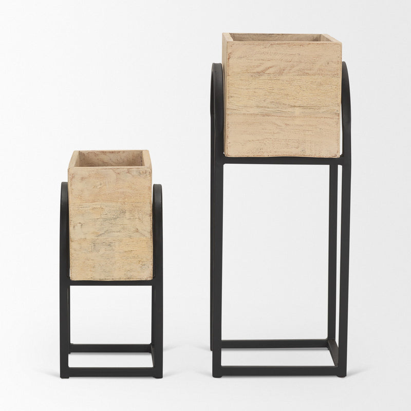 Rectangular Urn Planters (Set of 2) - Black