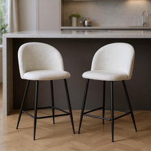 Load image into Gallery viewer, Metal Low Back Counter Height Bar Chairs (Set of 2) - White And Black
