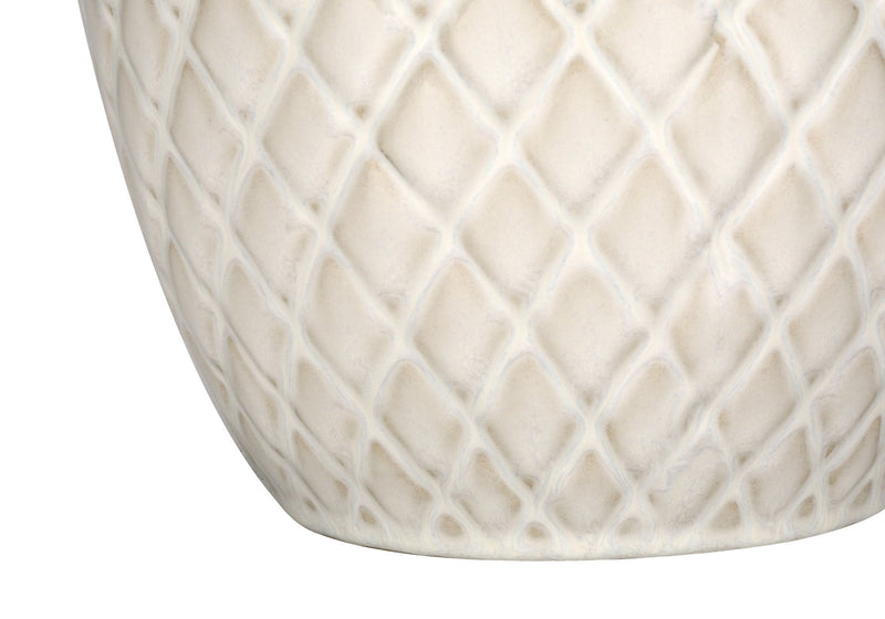 25" Ceramic Urn Table Lamp With Drum Shade - Cream
