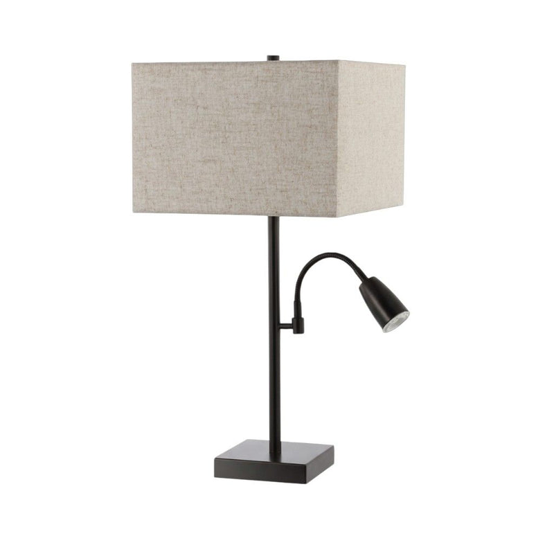 Swing Arm Table Lamps With Square Shades (Set of 2) - Antiqued Bronze