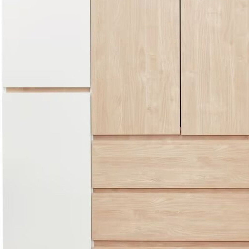 75" Six Door Three Drawer Combo Dresser - White And Natural