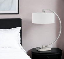 Load image into Gallery viewer, Metal Lantern Desk USB Table Lamp With White Shade - Nickel
