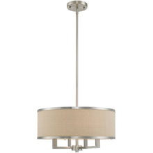 Load image into Gallery viewer, Four Light Metal Dimmable Chandelier With Shades - Nickel / Ash Gray
