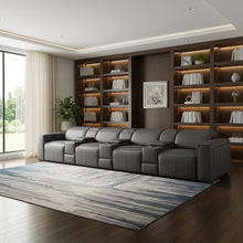 Load image into Gallery viewer, Top Grain Leather Reclining Metal USB Sofa (720423) - Dark Gray
