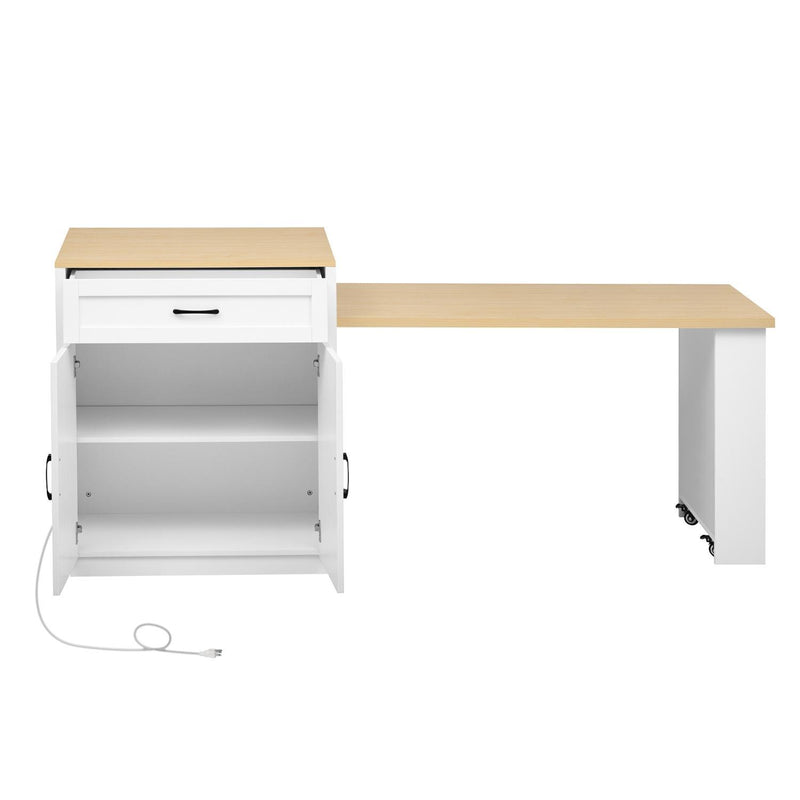 Brown And Wood Flat Door Kitchen Cart - White