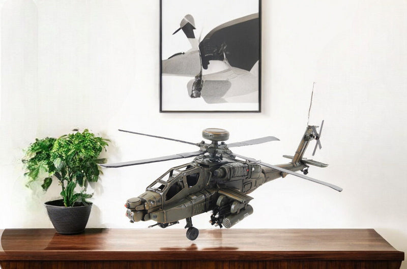 Hand Painted Model Airplane Tabletop Sculpture (401098) - Green