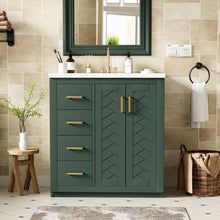 Load image into Gallery viewer, Ceramic Sink Combo, Freestanding Vanity Set With 3 Drawers &amp; Soft Closing Doors
