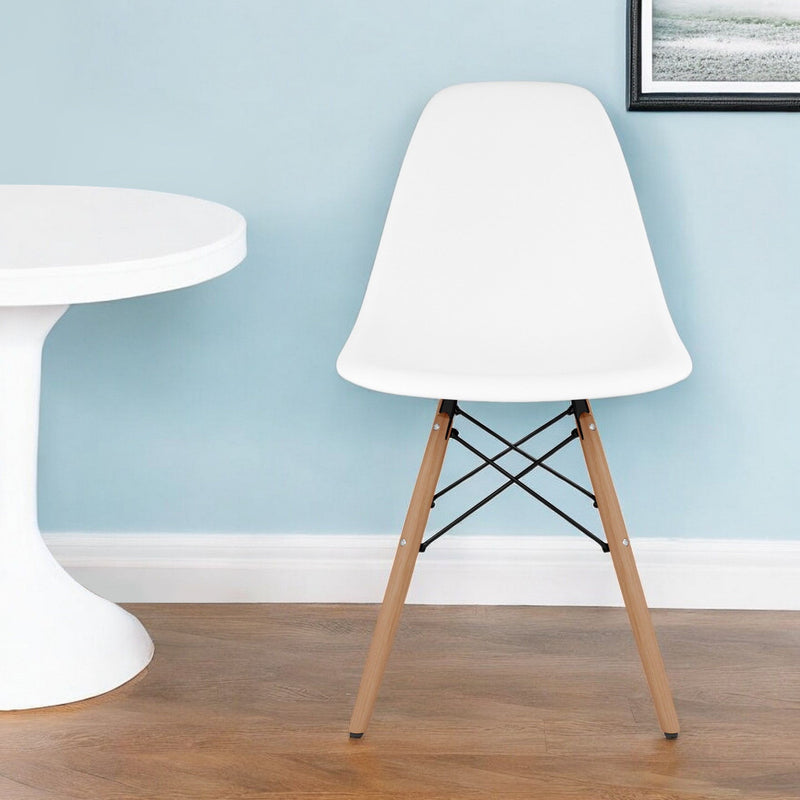 Heavy Duty Plastic Wood Dining Side Chair - White