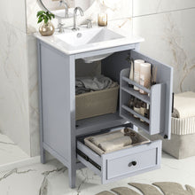 Load image into Gallery viewer, 20&quot; Bathroom Vanity With Sink, Bathroom Cabinet With A Door, Door Shelf Storage And Adiustable Foot Pads, A Drawer - Gray
