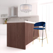 Load image into Gallery viewer, Steel Low Back Bar Height Bar Chairs (Set of 2) - Dark Blue / Gold
