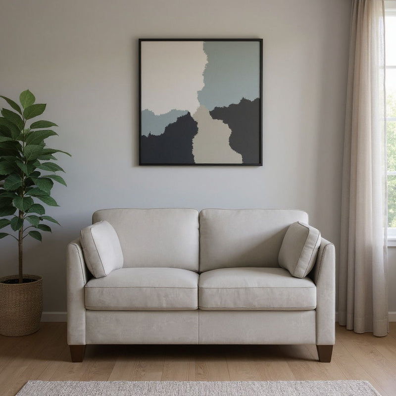 Leather Loveseat - Dusty White / Brown