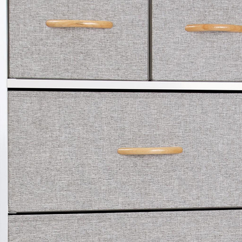 Steel And Fabric Six Drawer Chest - Gray / White