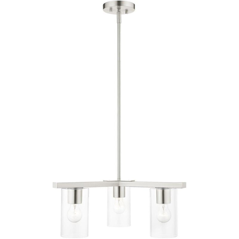 17" 3-Light Dimmable Chandelier With Shades - Nickel