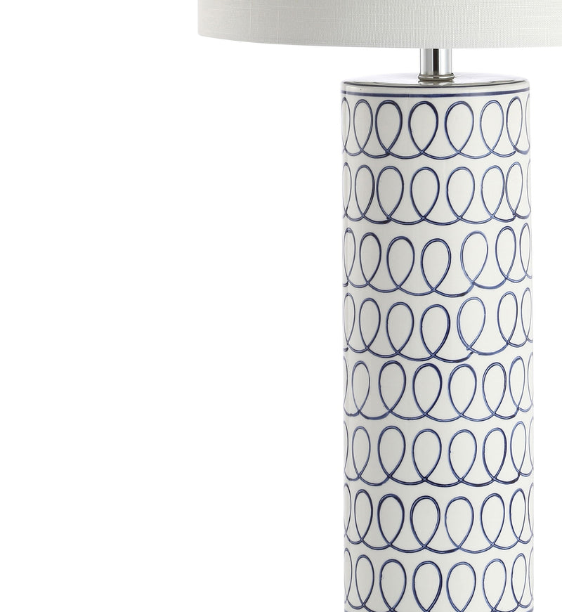 Table Lamp LED With Drum Shade - White