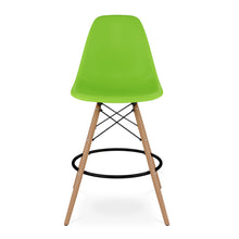 Load image into Gallery viewer, Heavy Duty Plastic And Solid Wood Counter Height Bar Chair - Green And Brown
