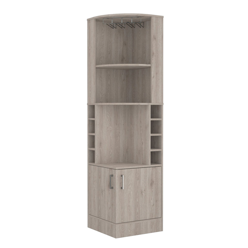Wood Corner Bar Cabinet With Two Doors - Light Gray